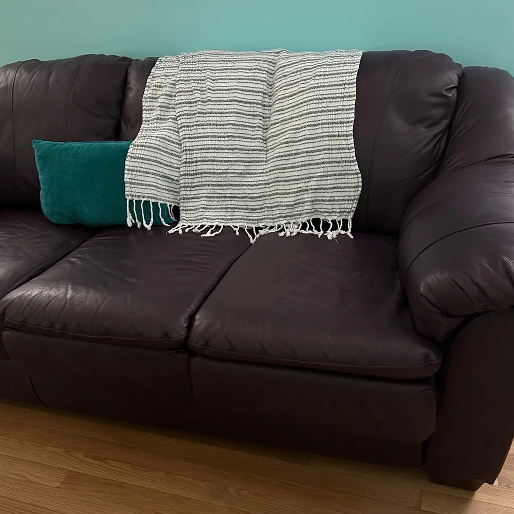 Minimalist Neutral Hand-Loomed Cotton Gray/White Tassel Throw 27.5” x 72” Gute